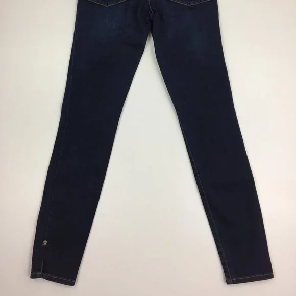 FRAME Le High Skinny Dark Wash Wythe Slit Hem Logo Hardware 5 Pocket Jeans - Picture 8 of 9